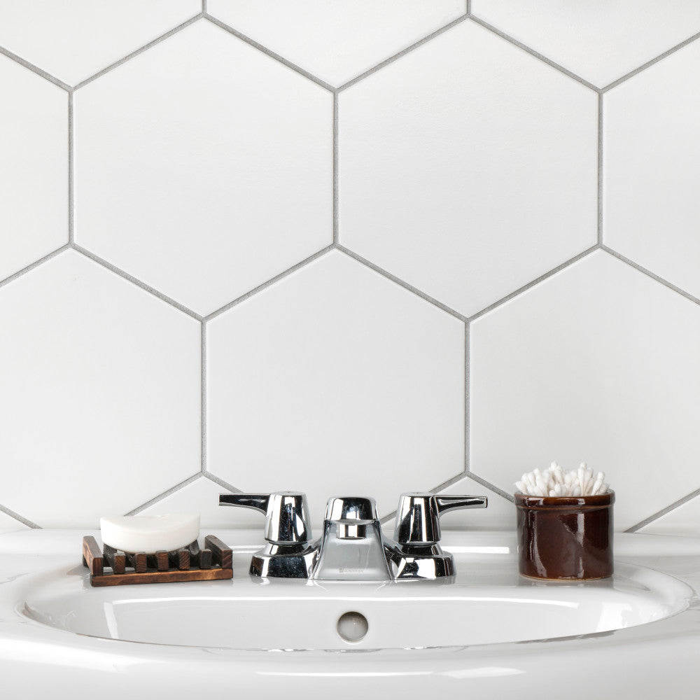 Merola Tile Textile Hex White 8-5/8 in. x 9-7/8 in. Porcelain Floor and Wall Tile (11.56 sq. ft. per case)