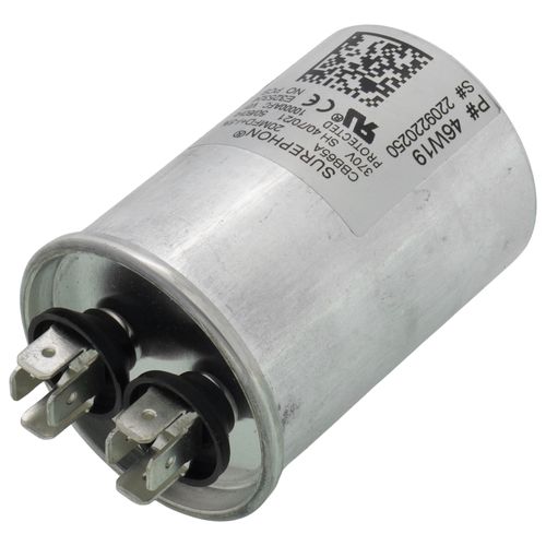Lennox 46W19 capacitor - detail view (Voltage: 370v; MFD: 20)