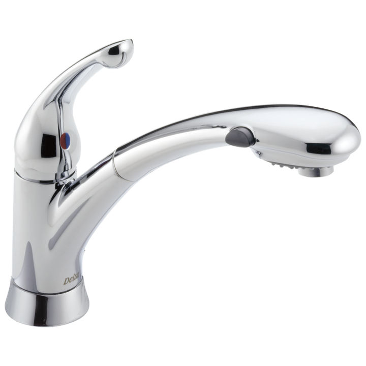 Delta Signature Chrome 1-Handle Deck-Mount Pull-Out Kitchen Faucet with Deck Plate
