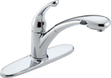 Delta Signature Chrome 1-Handle Deck-Mount Pull-Out Kitchen Faucet with Deck Plate