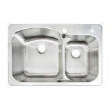 All-in-One Dual Mount Stainless Steel 33 in. 2-Hole Double Bowl Kitchen Sink Kit with Faucet - Super Arbor