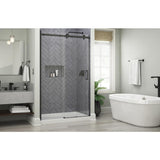 Commix 48 in. x 76 in. Frameless Sliding Shower Door in Matte Black with 5/16 in. (8 mm) Clear Glass - Super Arbor