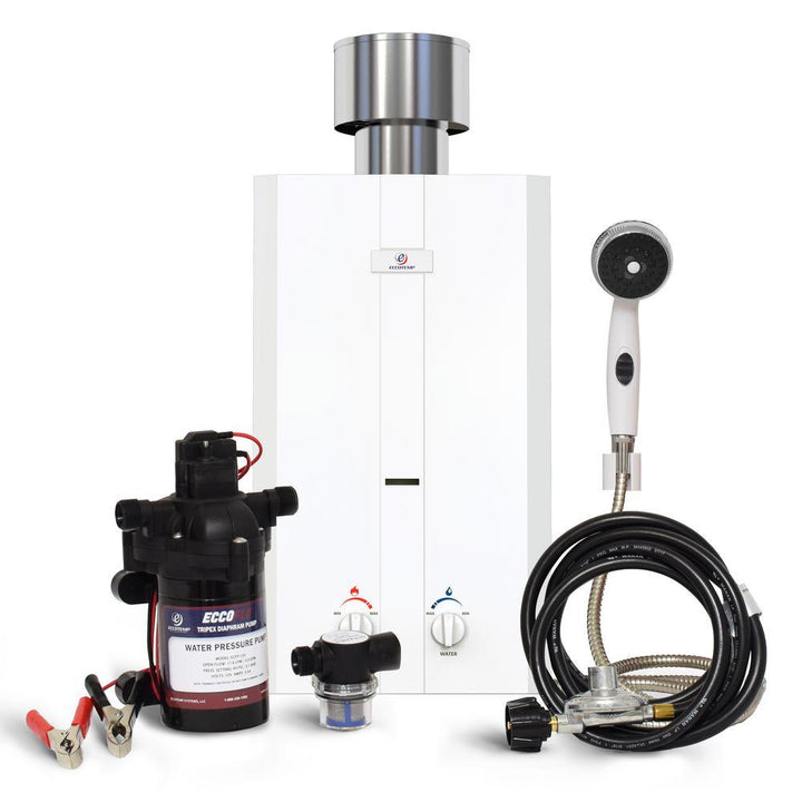 Eccotemp L10 3.0 GPM Portable 75,000 BTU Liquid Propane Outdoor Tankless Water Heater Eccoflo Pump&Strainer & Shower Set - Super Arbor