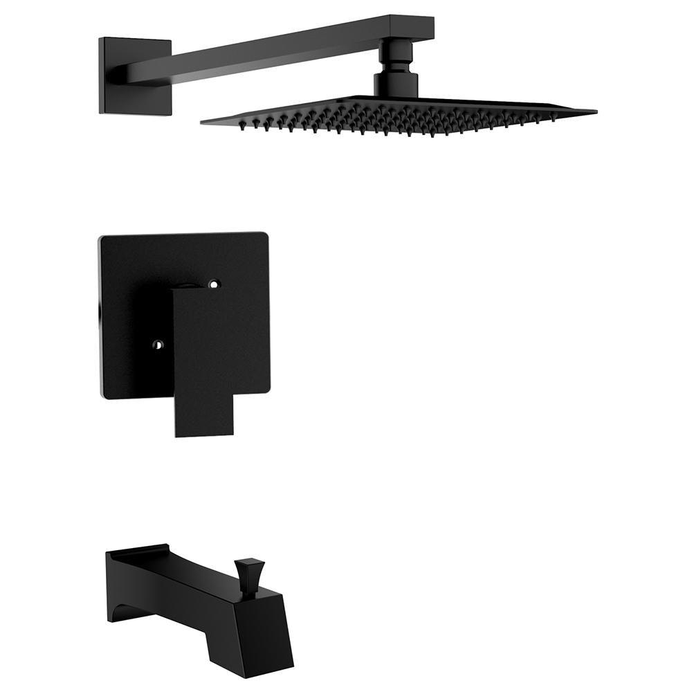 1-Spray 8 in. Wall Mount Showerhead Shower Set in Brushed Nickel - Super Arbor