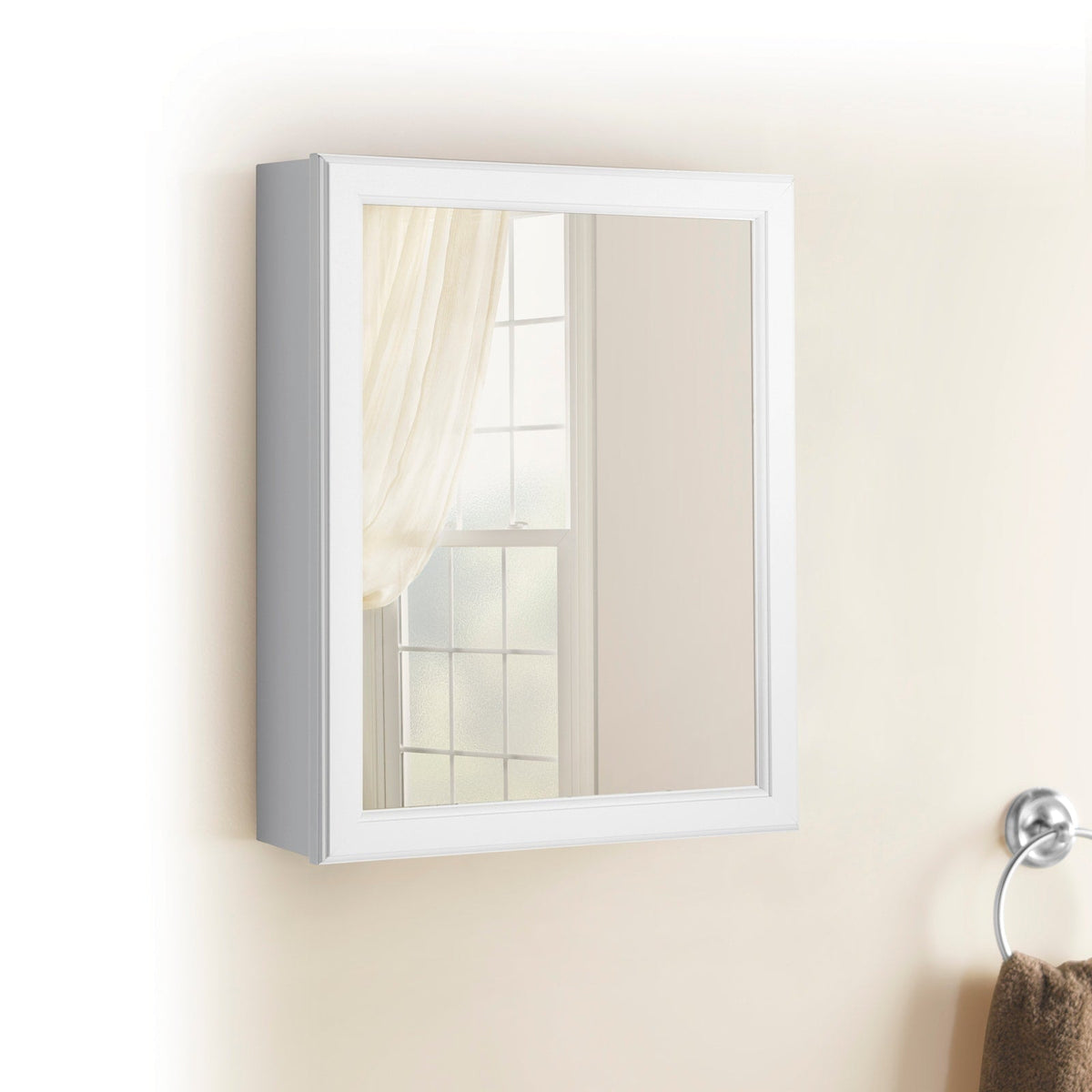 Project Source 15.25-in x 19.25-in Surface Mount White Mirrored Medicine Cabinet