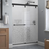Lyndall 60 in. x 71-1/2 in. Frameless Mod Soft-Close Sliding Shower Door in Matte Black with 1/4 in. (6 mm) Clear Glass - Super Arbor