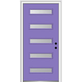 36 in. x 80 in. Davina Right-Hand Inswing 5-Lite Frosted Glass Painted Steel Prehung Front Door on 4-9/16 in. Frame - Super Arbor