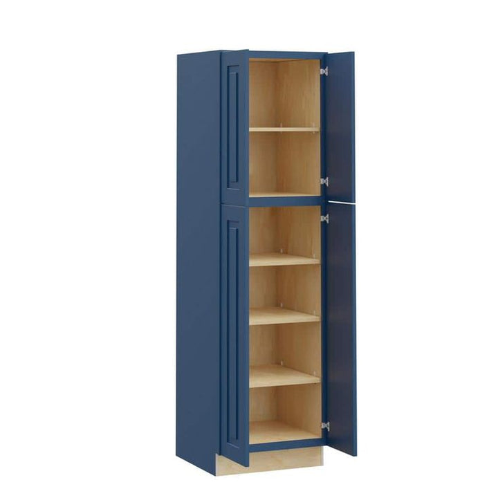 Home Decorators Collection Grayson 24 in. W x 24 in. D x 90 in. H Assembled Plywood Pantry Kitchen Cabinet in Mythic Blue with Soft Close
