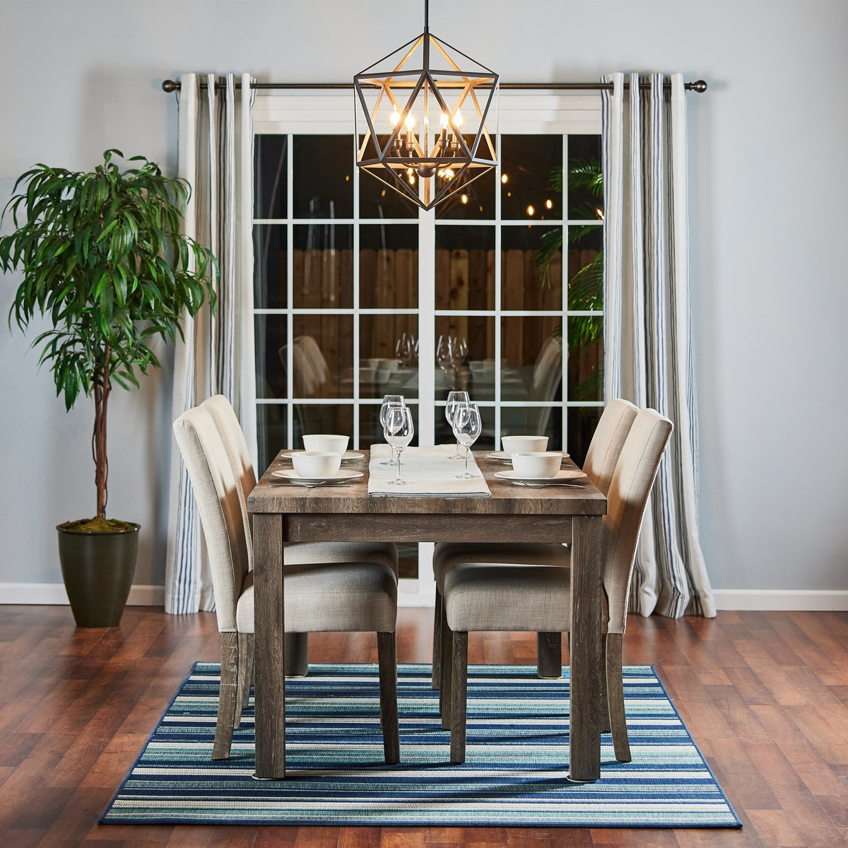 Quoizel Liberty Park Bronze Industrial Geometric 4-Light Pendant Light, 18-in W x 22-in H