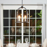 Progress Lighting Seneca 4-Light Matte Black Farmhouse Lantern Medium Hanging Pendant Light