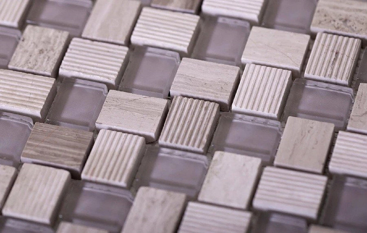 Apollo Tile (Sample) Sparta Wooden Gray 4-in x 4-in Polished Marble Basketweave Patterned Floor and Wall Tile