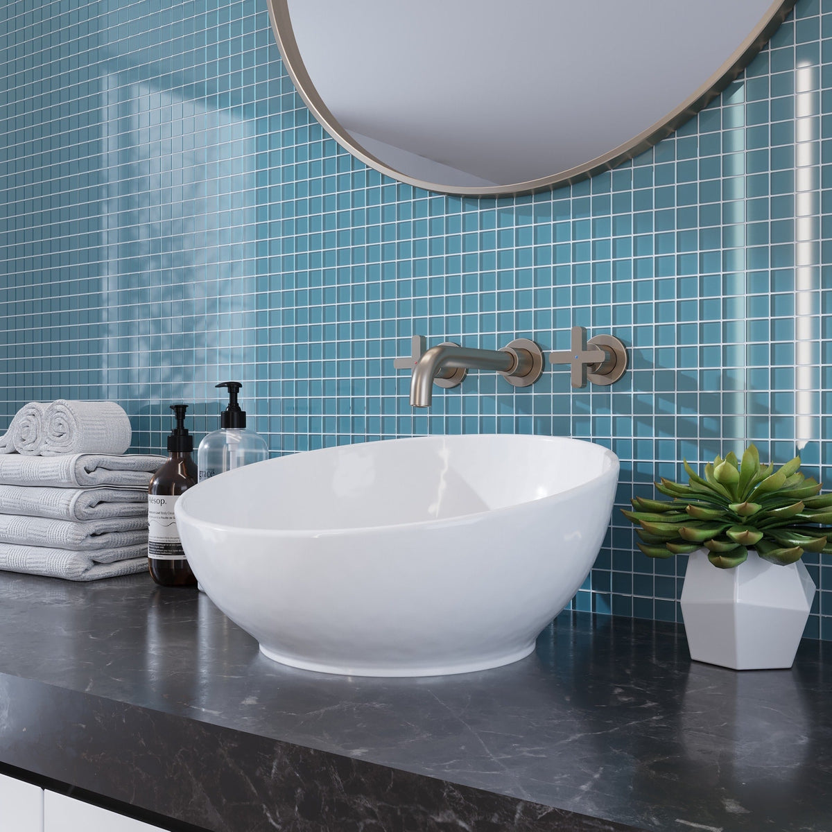 Apollo Tile (Sample) Floor and Wall Tile Turkish Blue 4-in x 4-in Glossy Glass Uniform Squares Mosaic Floor and Wall Tile