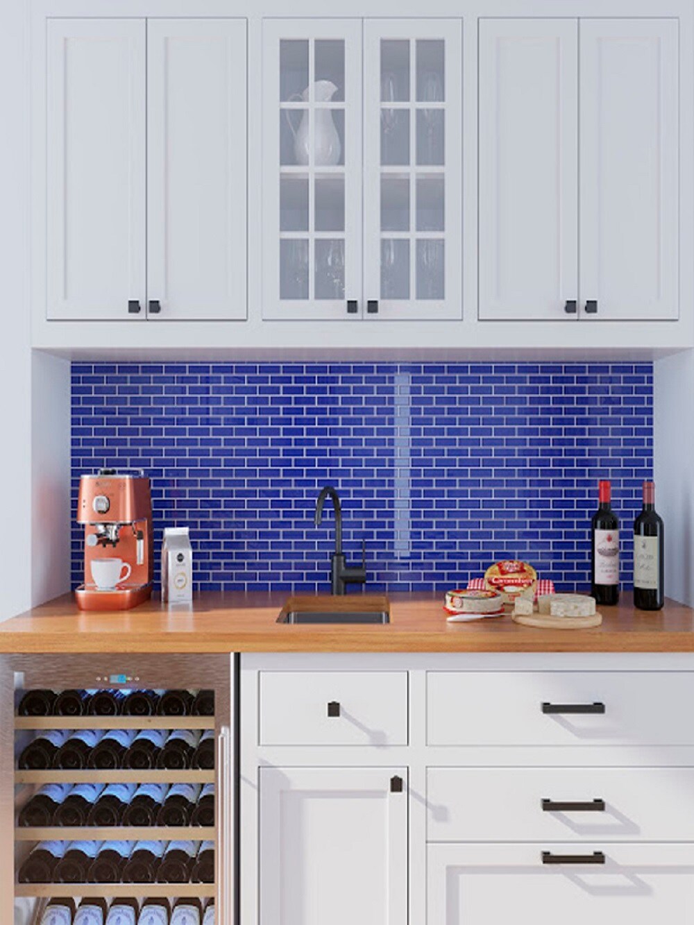 Apollo Tile (Sample) Colorway Royal Blue 4-in x 4-in Glossy Glass Brick Subway Floor and Wall Tile