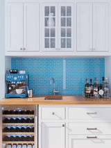 Apollo Tile (Sample) Colorway Tiffany Blue 4-in x 4-in Glossy Glass Brick Subway Floor and Wall Tile
