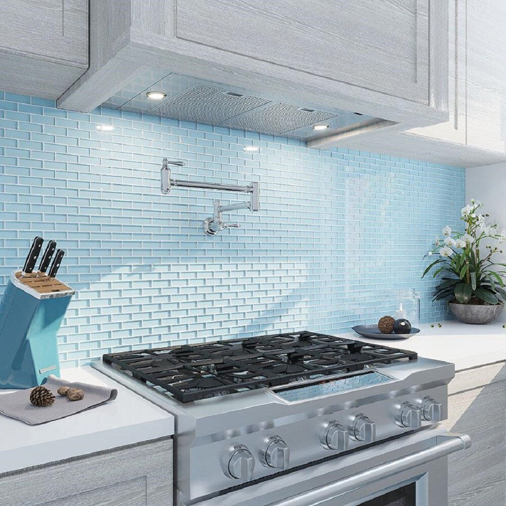 Apollo Tile Colorway Tiffany Blue 12-in x 12-in Glossy Glass Brick Subway Floor and Wall Tile (4.92-sq. ft/ Carton)