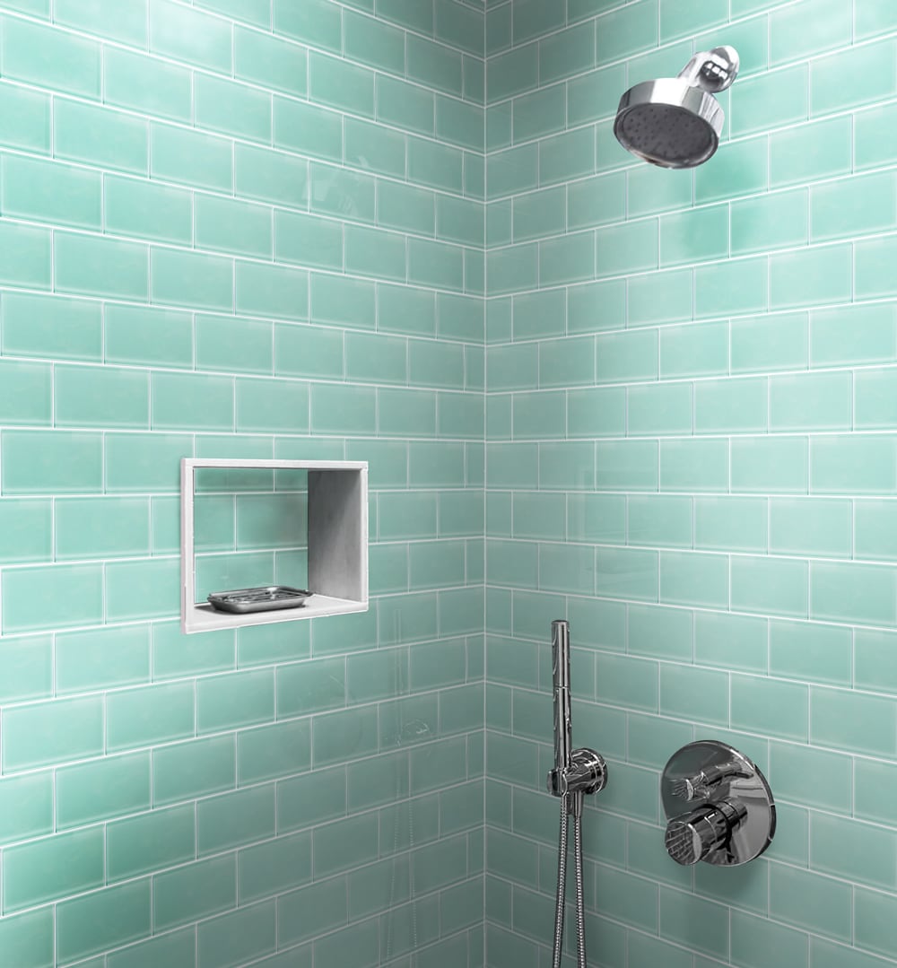 Apollo Tile (Sample) Wall Tile Cadet Blue 3-in x 6-in Glossy Glass Brick Subway Wall Tile
