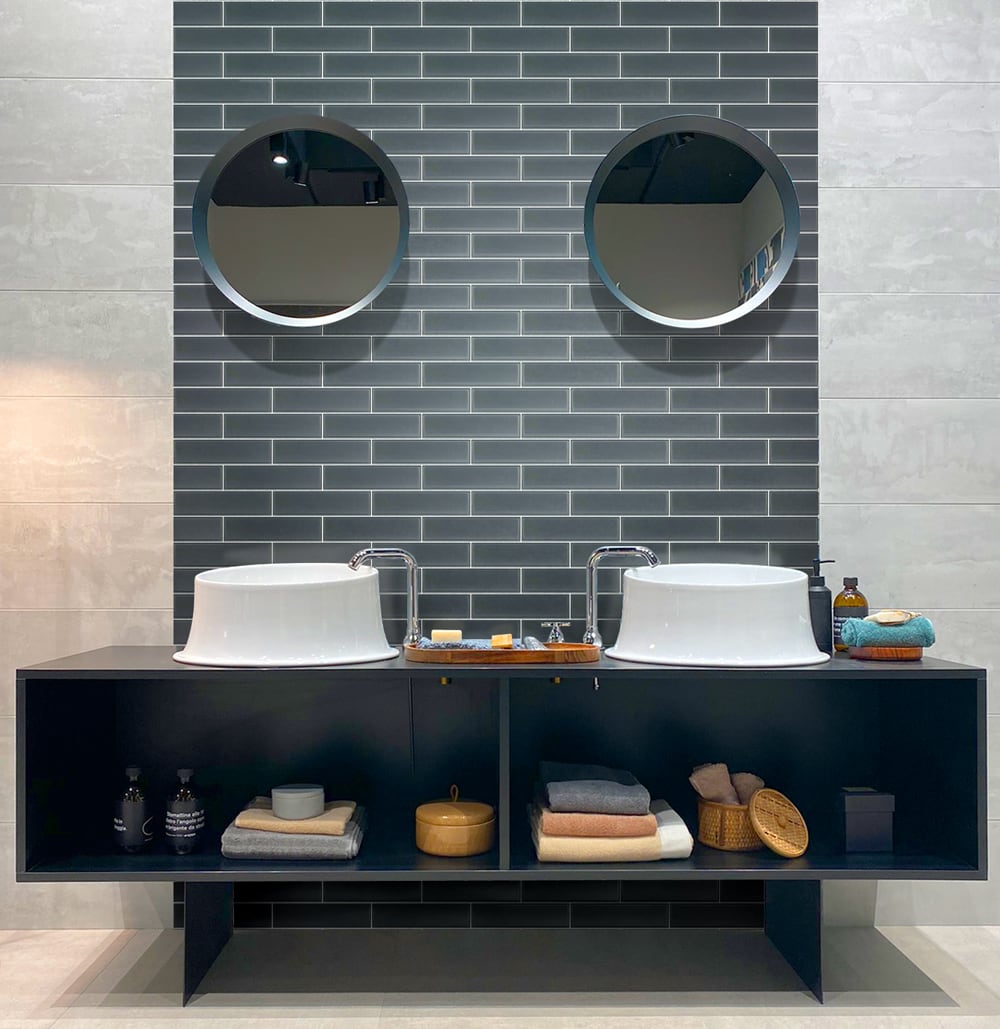 Apollo Tile (Sample) Wall Tile Ash Gray 3-in x 12-in Matte Glass Subway Wall Tile