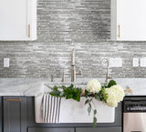 Apollo Tile (Sample) Waterfall White and Silver 4-in x 4-in Multi-finish Marble Linear Marble Look Wall Tile