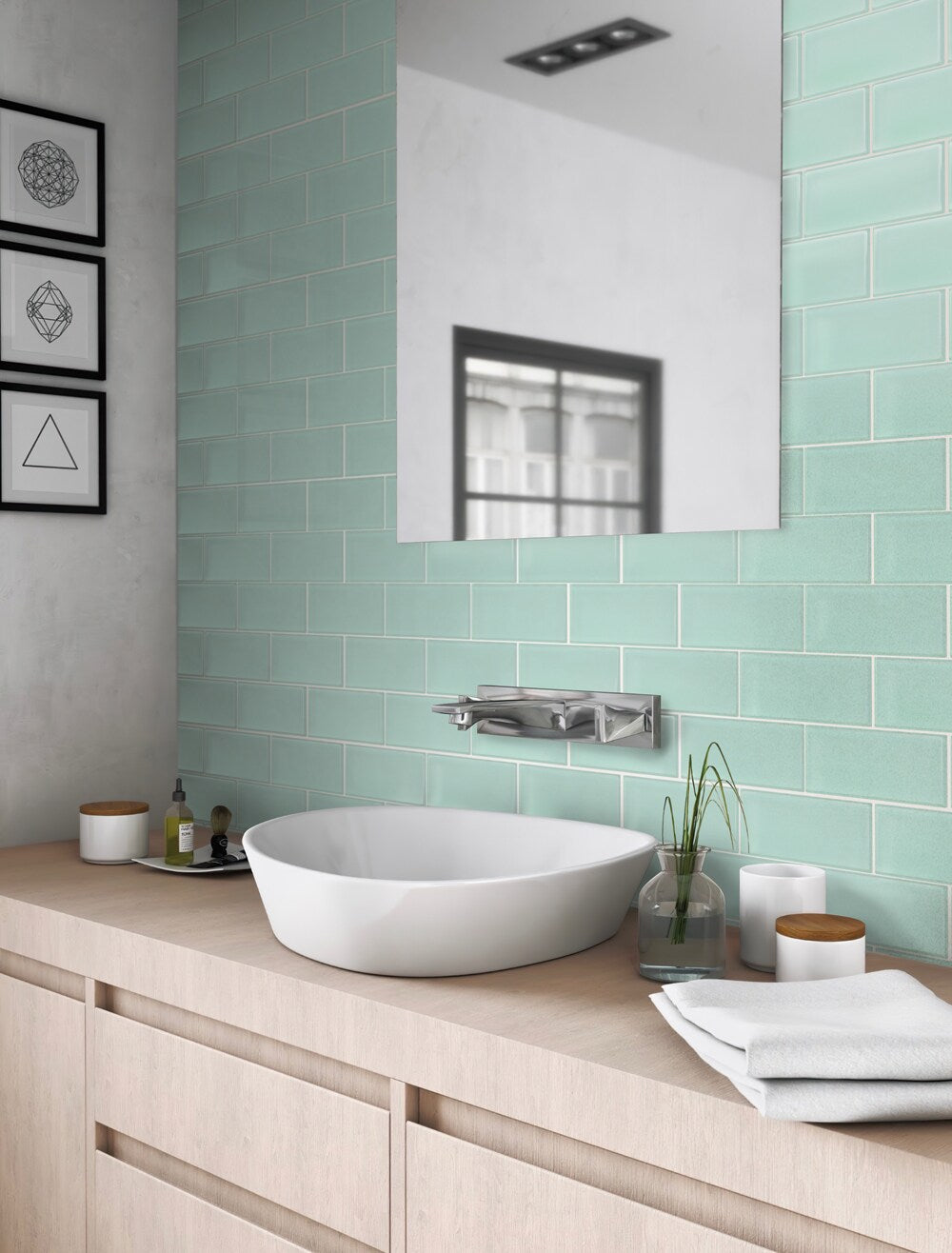Apollo Tile (Sample) Wall Tile Cadet Blue 3-in x 6-in Matte Glass Brick Subway Wall Tile