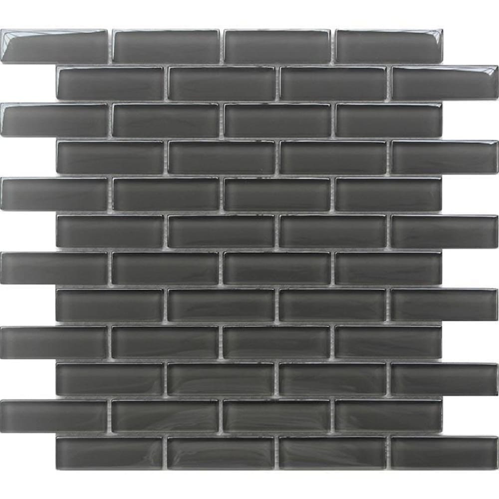 Apollo Tile (Sample) Colorway Anchor Gray 4-in x 4-in Glossy Glass Brick Mosaic Floor and Wall Tile