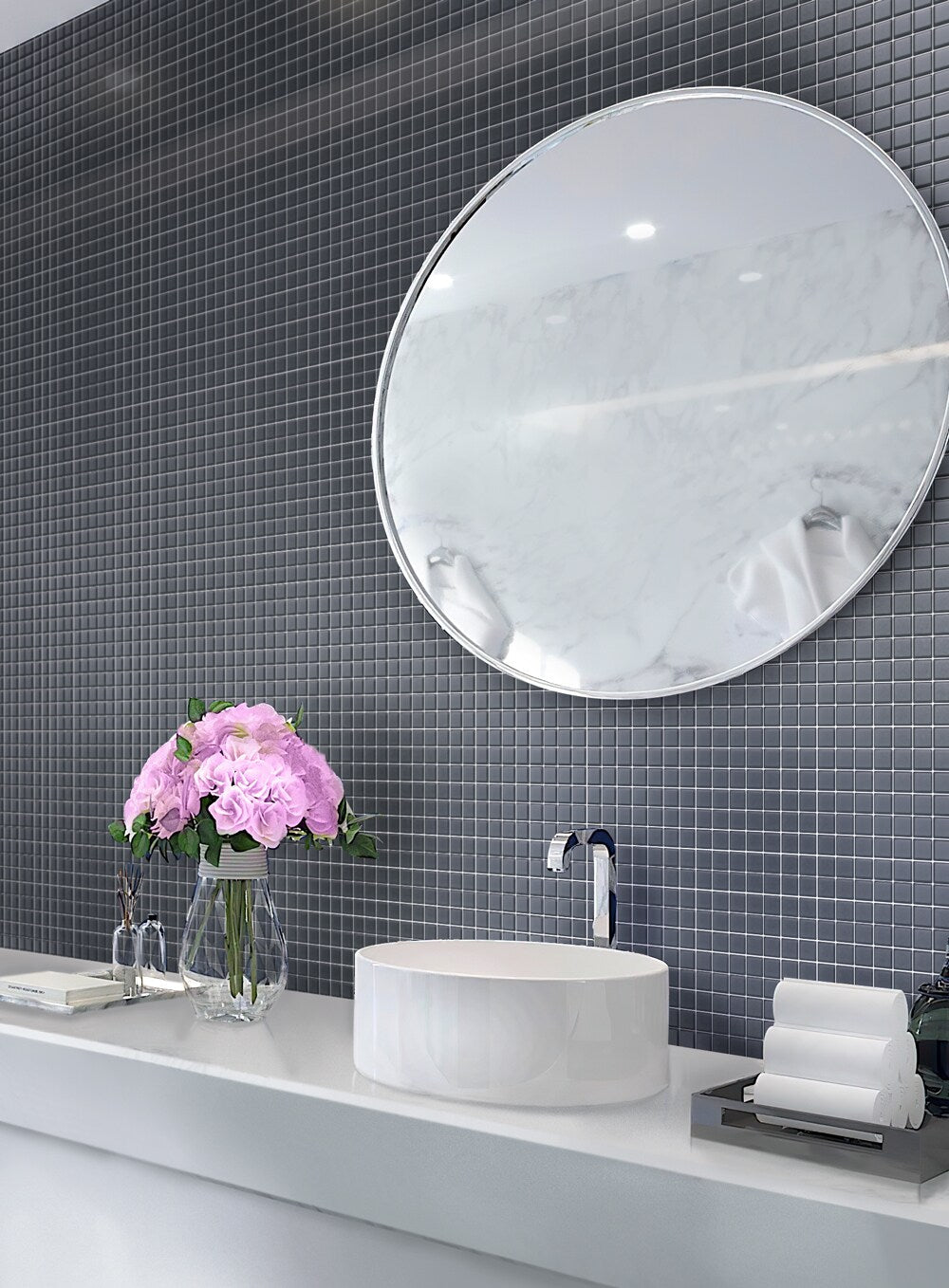 Apollo Tile (Sample) Floor and Wall Tile Ash Gray 4-in x 4-in Matte Glass Uniform Squares Floor and Wall Tile