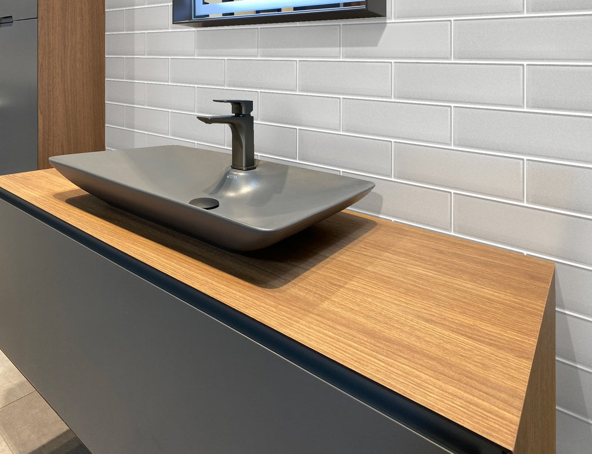 Apollo Tile (Sample) Wall Tile Abalone Gray 3-in x 12-in Matte Glass Brick Subway Wall Tile