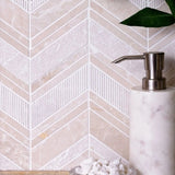 Apollo Tile (Sample) Sparta Beige 4-in x 4-in Polished Marble Chevron Marble Look Floor and Wall Tile