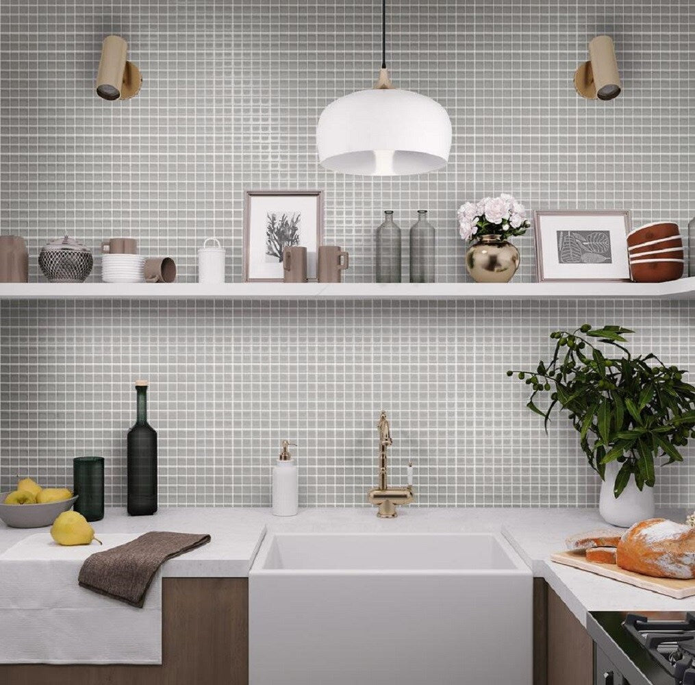 Apollo Tile (Sample) Floor and Wall Tile Mink Gray 4-in x 6-in Glossy Glass Uniform Squares Mosaic Floor and Wall Tile