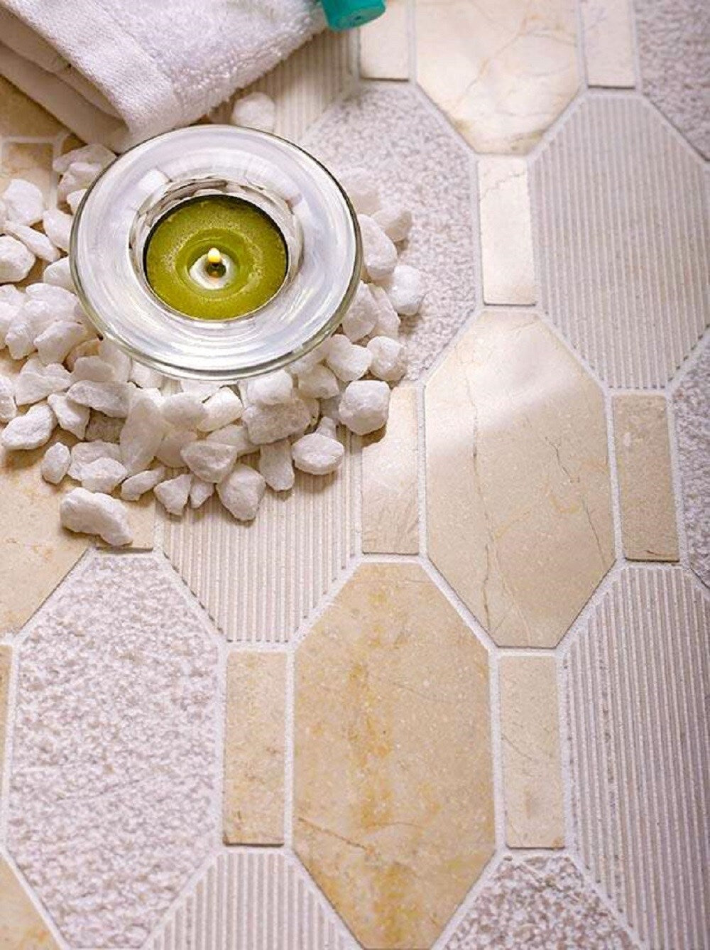 Apollo Tile (Sample) Sparta Beige 4-in x 4-in Polished Marble Honeycomb Marble Look Floor and Wall Tile