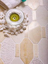 Apollo Tile (Sample) Sparta Beige 4-in x 4-in Polished Marble Honeycomb Marble Look Floor and Wall Tile