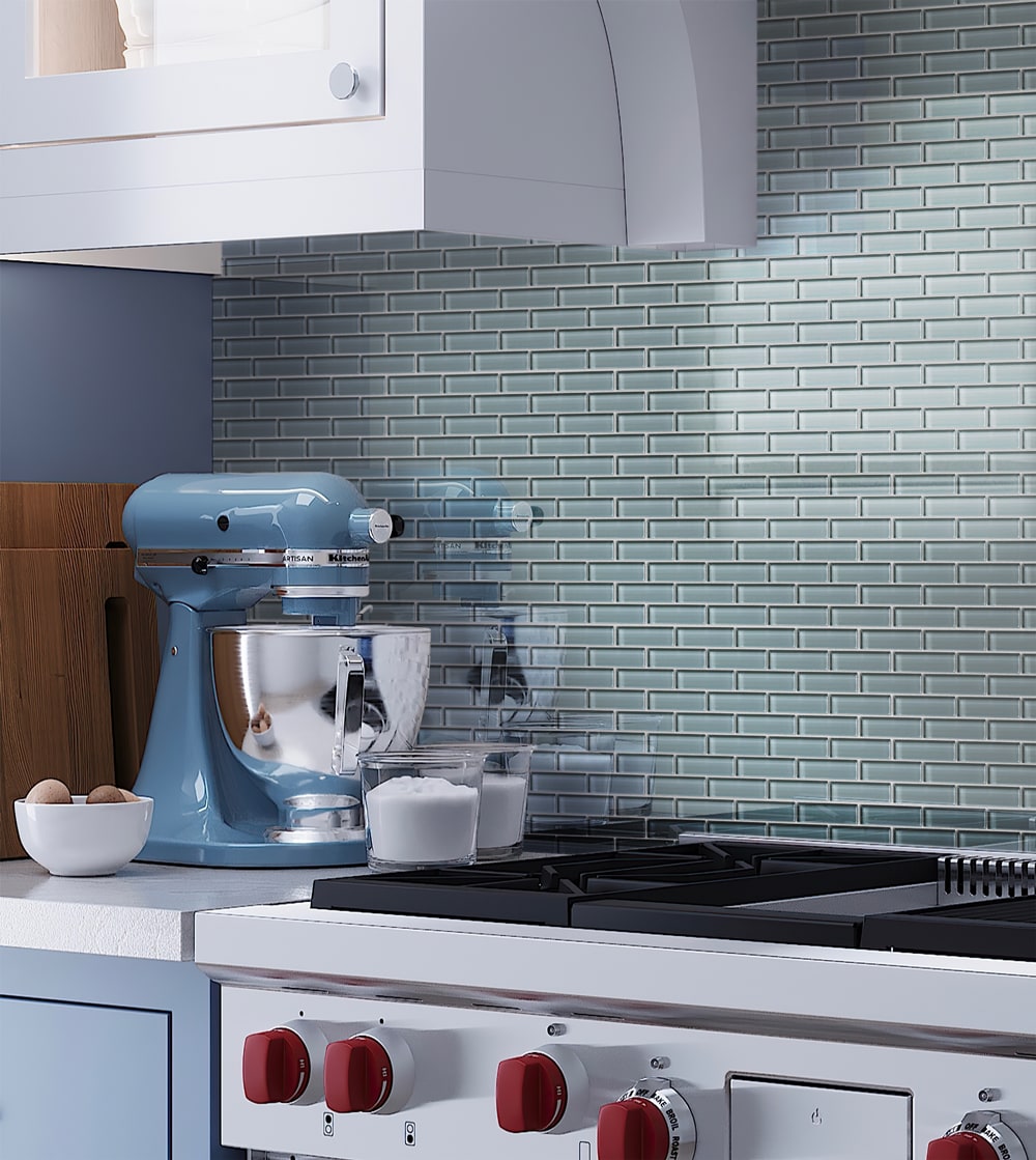 Apollo Tile (Sample) Colorway Slate Gray 4-in x 4-in Glossy Glass Brick Subway Floor and Wall Tile