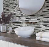 Apollo Tile (Sample) Waterfall Gray and Black 4-in x 4-in Multi-finish Glass/Metal/Stone Marble Linear Patterned Floor and Wall Tile