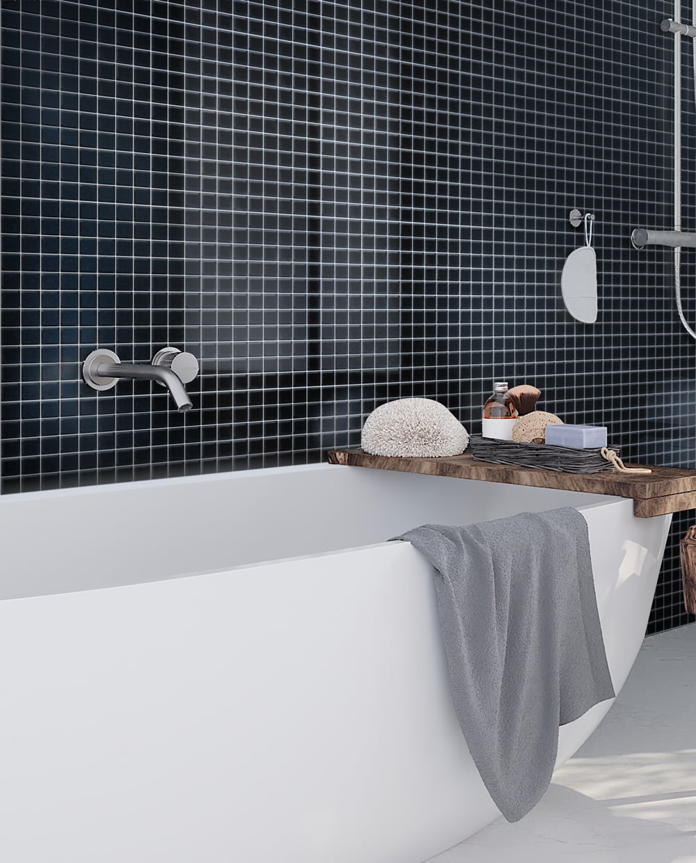 Apollo Tile (Sample) Floor and Wall Tile Black 4-in x 4-in Matte Glass Uniform Squares Floor and Wall Tile
