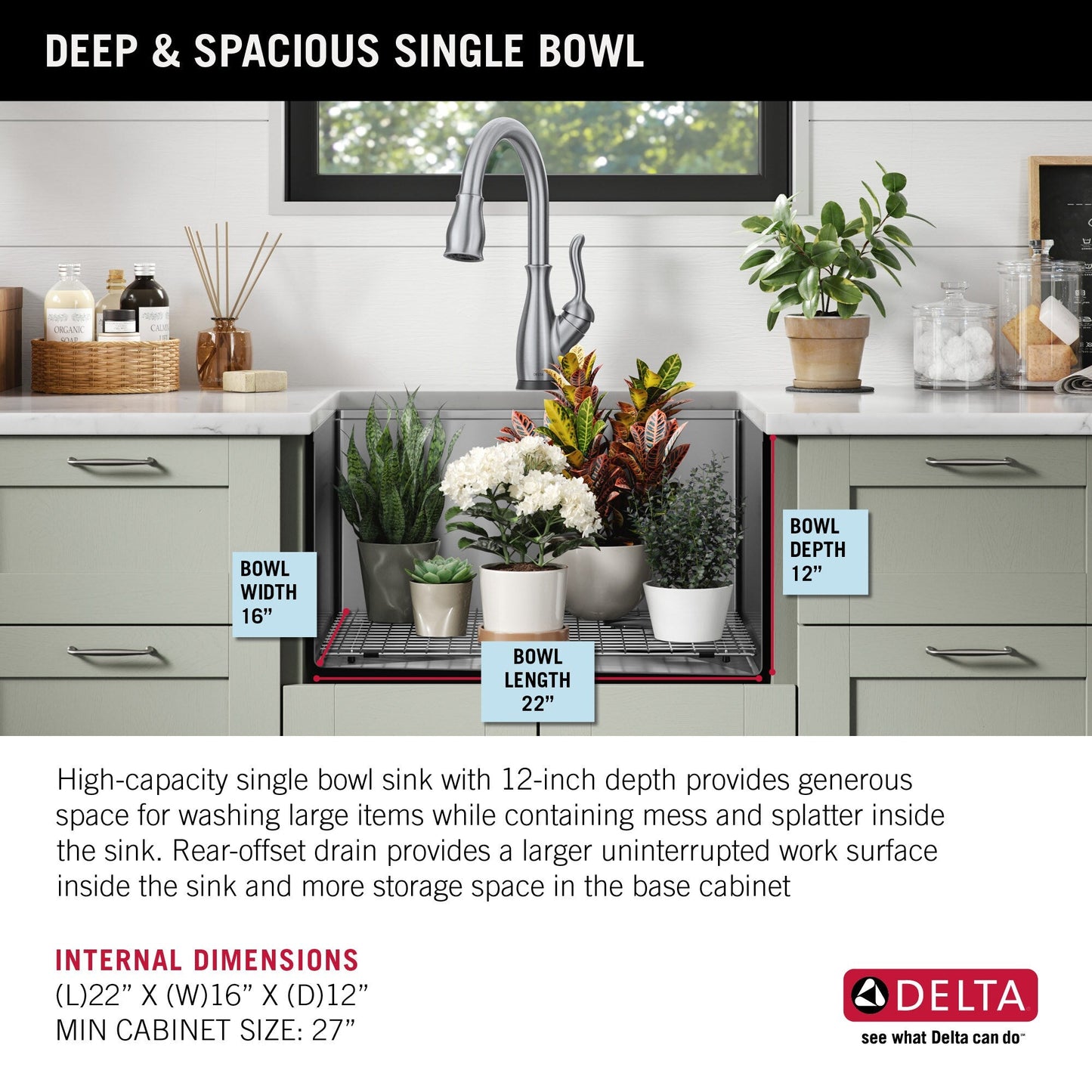 Delta Stainless Steel Undermount Laundry Sink with Drain