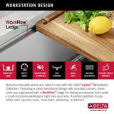 Delta Stainless Steel Undermount Laundry Sink with Workstation and Drain