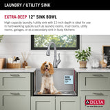 Delta Stainless Steel Undermount Laundry Sink with Workstation and Drain