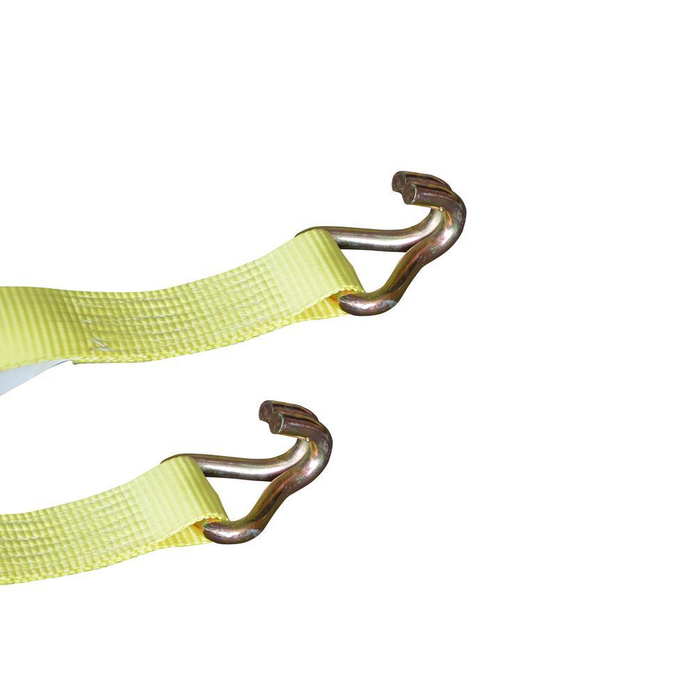 2 in. x 27 ft. x 10,000 lbs. J-Hook Ratchet Tie Downs (4-Pack) - Super Arbor
