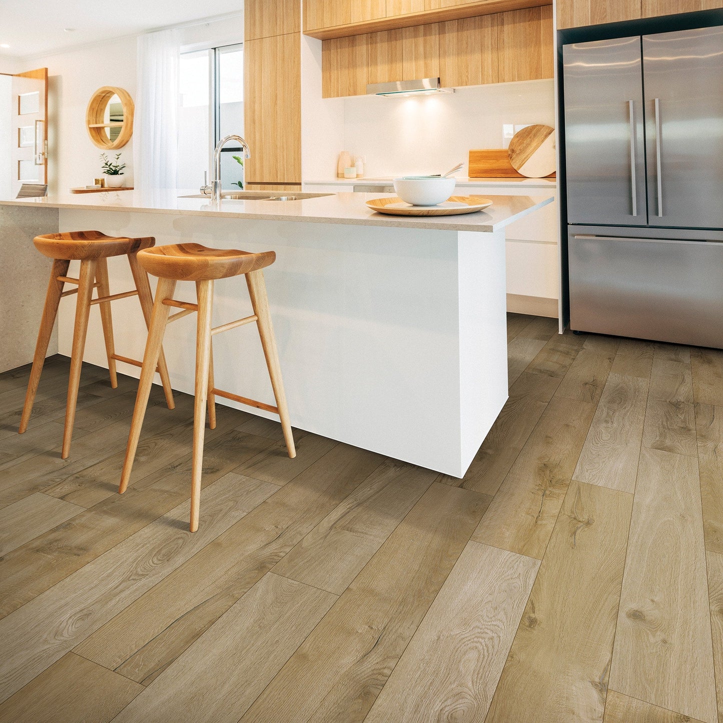 Mohawk Elite Bistro Oak 9-in W x 72-in L x 6-mm Waterproof Interlocking Luxury Vinyl Plank Flooring, 20-mil Wear Layer (17.96-sq ft/carton)