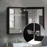 WELLFOR KAIF 16-in x 20-in Surface/Recessed Mount Black Mirrored Soft Close Medicine Cabinet