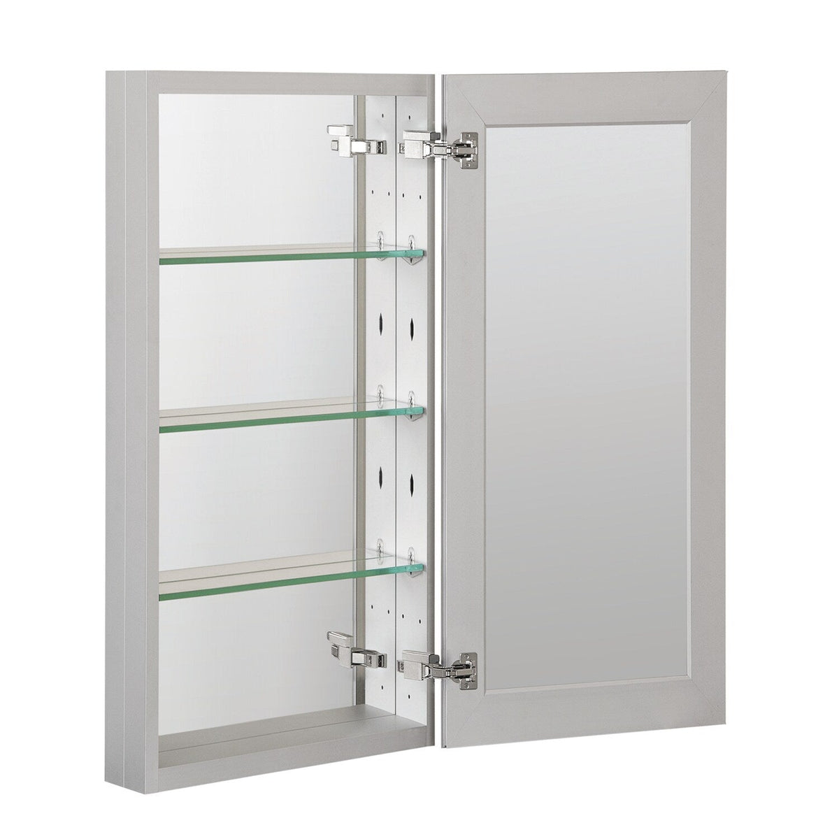 WELLFOR KAIF 19-in x 30-in Surface/Recessed Mount Aluminum Mirrored Soft Close Medicine Cabinet