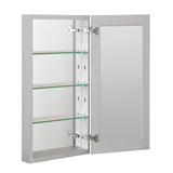 WELLFOR KAIF 19-in x 30-in Surface/Recessed Mount Aluminum Mirrored Soft Close Medicine Cabinet