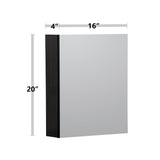 WELLFOR KAIF 16-in x 20-in Surface/Recessed Mount Black Mirrored Soft Close Medicine Cabinet