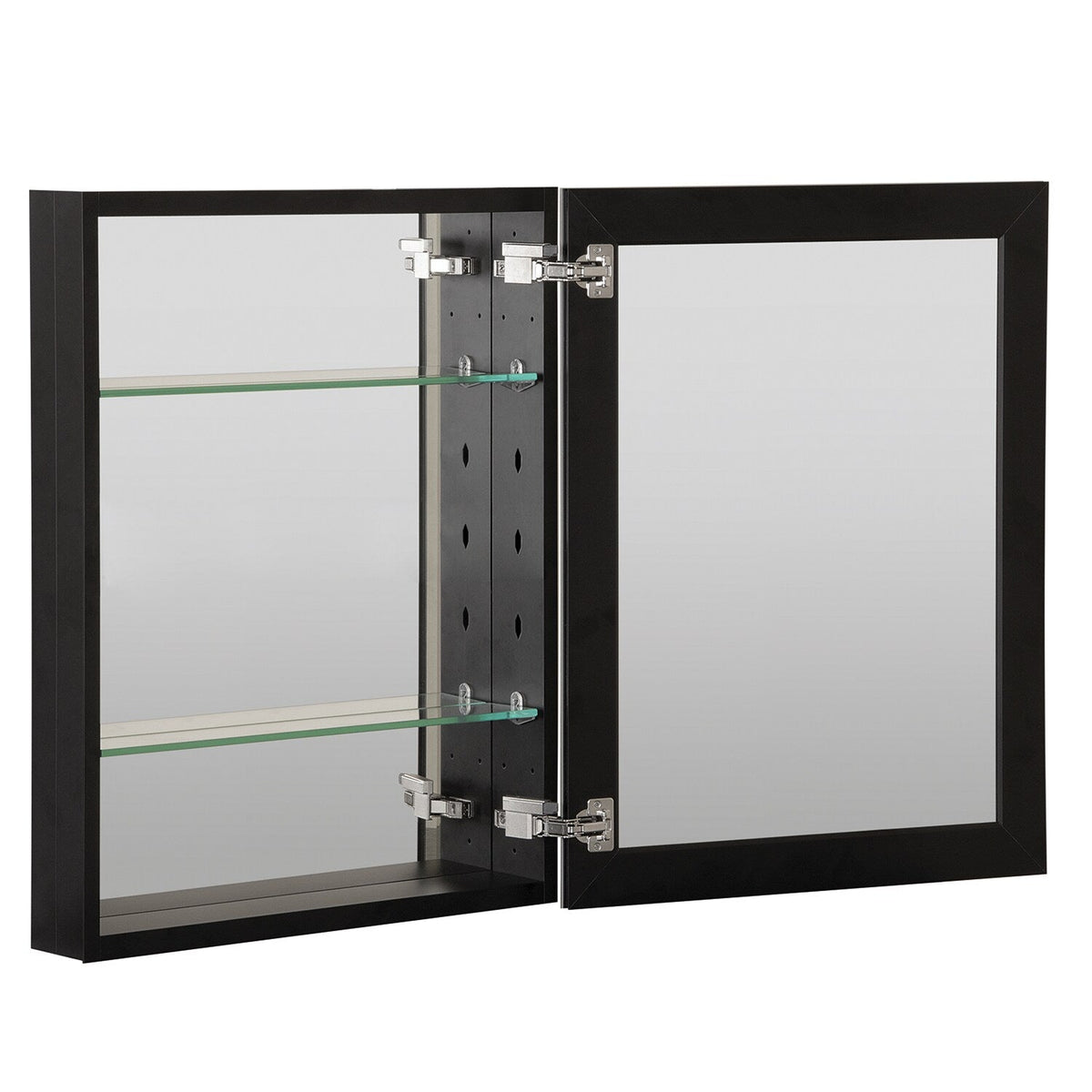 WELLFOR KAIF 16-in x 20-in Surface/Recessed Mount Black Mirrored Soft Close Medicine Cabinet