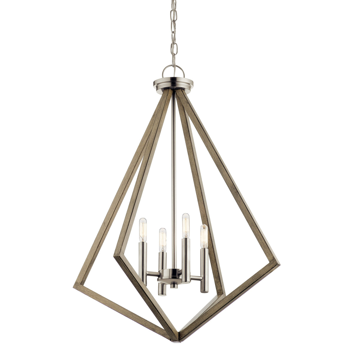 Kichler Deryn 4-Light Distressed Gray Farmhouse Cage Chandelier
