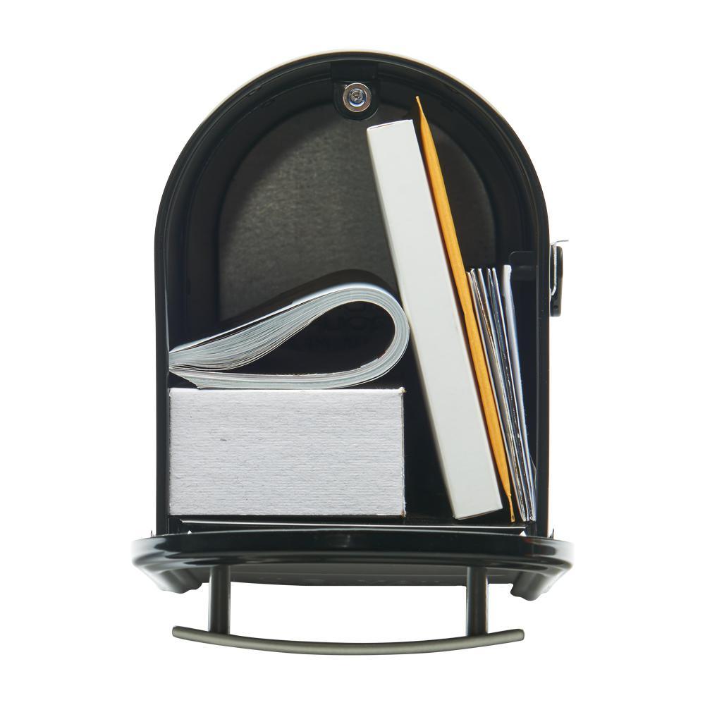 Franklin Medium, Steel, Post Mount Mailbox, Black w/Satin Nickel - Super Arbor