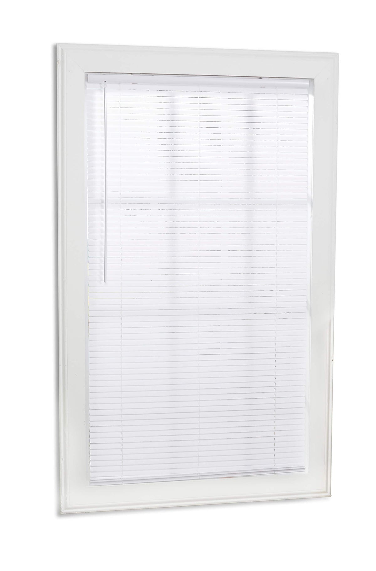 Project Source Room Darkening 1-in Slat Width 35-in x 64-in Cordless White Vinyl Mini Blinds