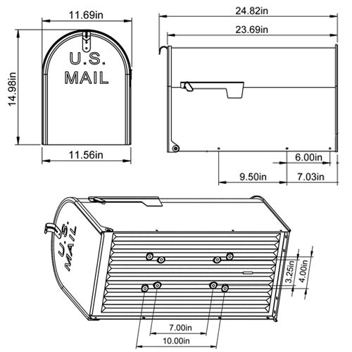 Gibraltar Mailboxes Stanley Extra Large, Steel, Post Mount Mailbox, Black, ST200B00
