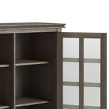 Simpli Home Artisan Distressed Grey Transitional Wood Media Cabinet