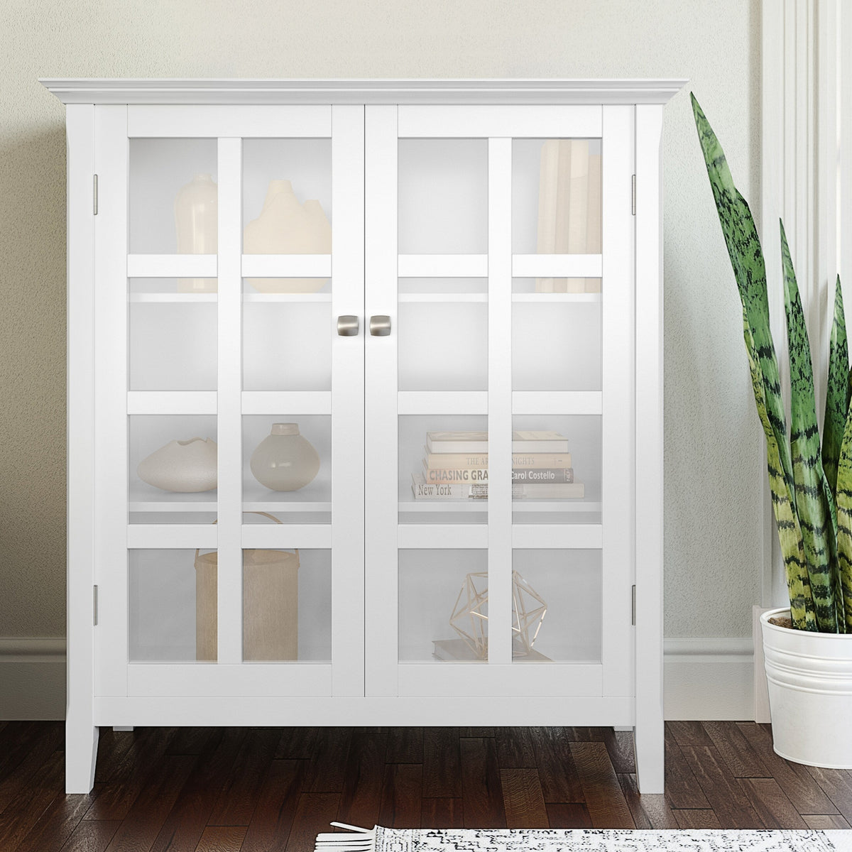 Simpli Home Acadian White Transitional Wood Media Cabinet