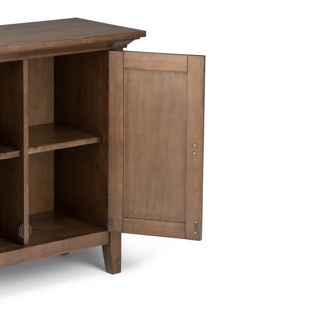 Simpli Home Redmond Rustic Natural Aged Brown Transitional Wood Media Cabinet